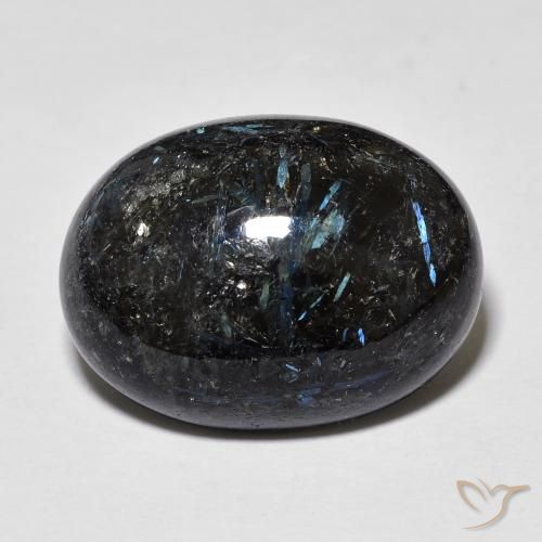 17.50ct 天然 黑色带蓝色闪光 努米特, 椭圆形, 不透明
