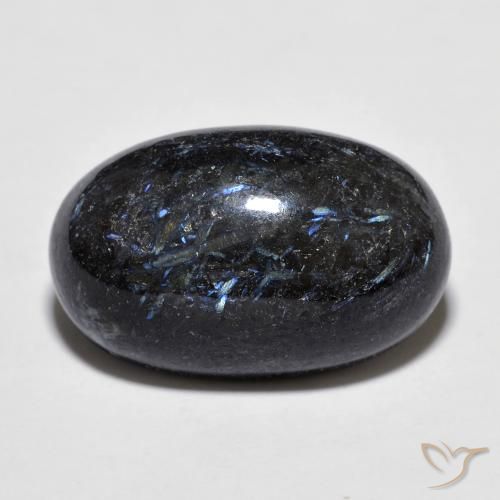 16.43ct 天然 黑色带蓝色闪光 Nuummite, 椭圆形, 不透明