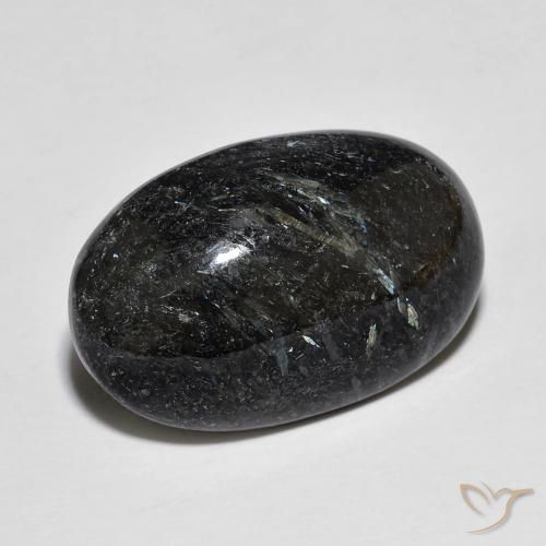 13.93ct 天然 黑色带蓝色闪光 Nuummite, 椭圆形, 不透明