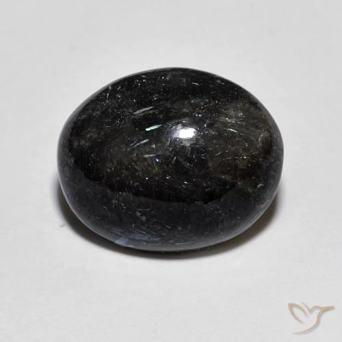 8.00ct 天然 黑色带蓝色闪光 Nuummite, 椭圆形, 不透明