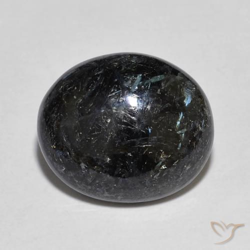 6.96ct 天然 黑色带蓝色闪光 Nuummite, 椭圆形, 不透明