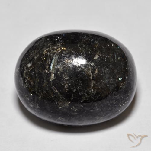 27.76ct 天然 黑色带蓝色闪光 Nuummite, 椭圆形, 不透明