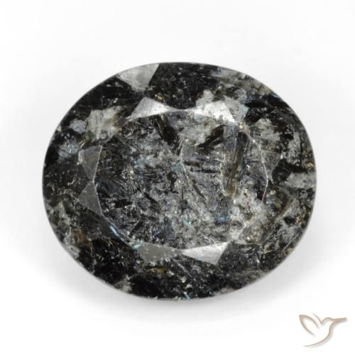 15.51ct 天然 黑色带蓝色闪光 Nuummite, 椭圆形, 不透明