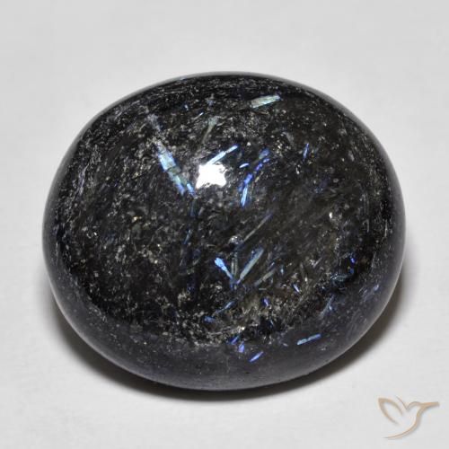 19.50ct 天然 黑色带蓝色闪光 Nuummite, 椭圆形, 不透明