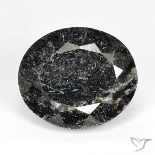 16.58ct 天然 黑色带蓝色闪光 Nuummite, 椭圆形, 不透明