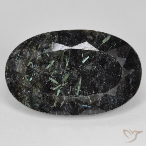 24.90ct 天然 黑色带蓝色闪光 Nuummite, 椭圆形, 不透明
