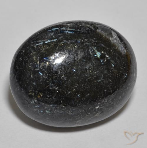 24.48ct 天然 黑色带蓝色闪光 Nuummite, 椭圆形, 不透明