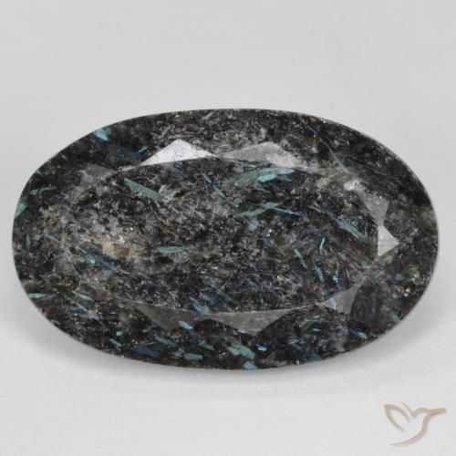 18.82ct 天然 黑色带蓝色闪光 努米特, 椭圆形, 不透明