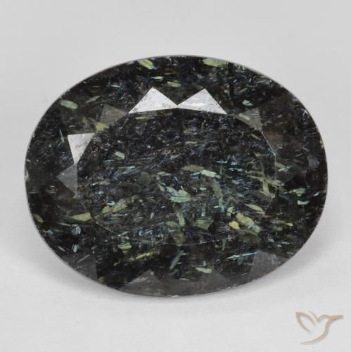 12.87ct 天然 黑色带蓝色闪光 Nuummite, 椭圆形, 不透明