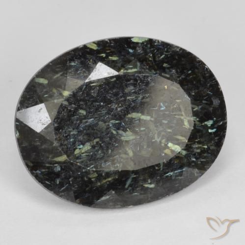 12.87克拉天然Nuummite，椭圆形，不透明