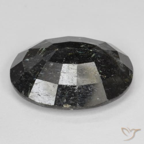 12.87克拉天然Nuummite，椭圆形，不透明
