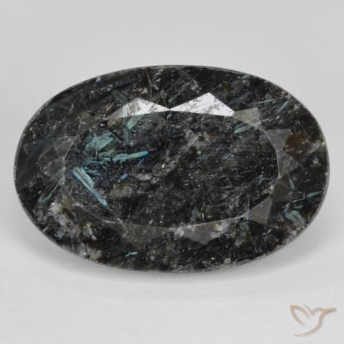 14.70ct 天然 黑色带蓝色闪光 Nuummite, 椭圆形, 不透明