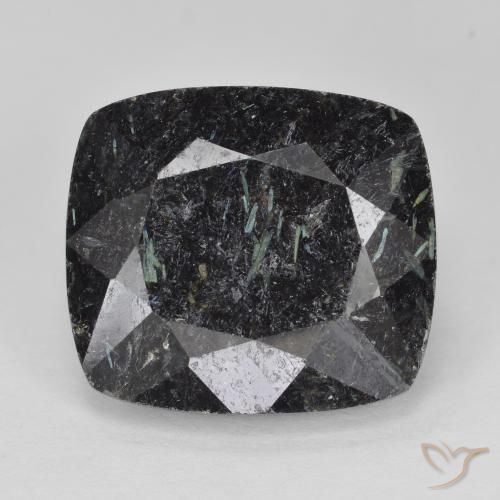 11.41ct 天然 黑色带蓝色闪光 Nuummite, 软垫, 不透明