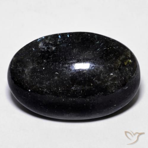 23.73ct 天然 黑色带蓝色闪光 Nuummite, 椭圆形, 不透明