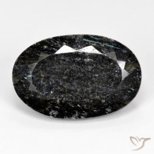 17.12ct 天然 黑色带蓝色闪光 Nuummite, 椭圆形, 不透明