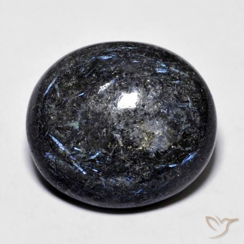 23.76ct 天然 黑色带蓝色闪光 Nuummite, 椭圆形, 不透明