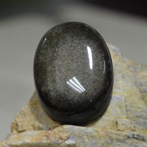 31.38克拉天然黑色黑曜石，椭圆形切割，26.6×19.6毫米，不透明