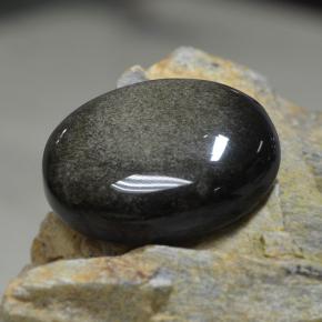 31.38克拉天然黑色黑曜石，椭圆形切割，26.6×19.6毫米，不透明