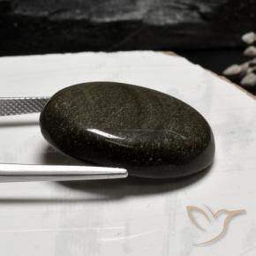 26.78克拉天然黑曜石，椭圆形，不透明