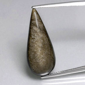 10.83克拉天然黄色黑曜石，梨形，25.8×11.1毫米，不透明