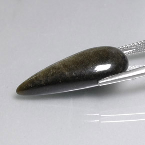 10.83克拉天然黄色黑曜石，梨形，25.8×11.1毫米，不透明