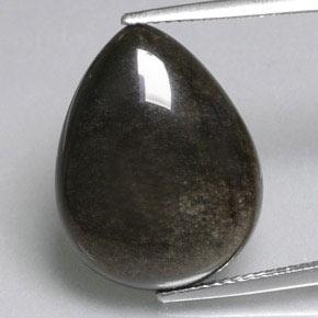 8.74克拉天然黑色黑曜石，梨形，19.1×14.7毫米，不透明