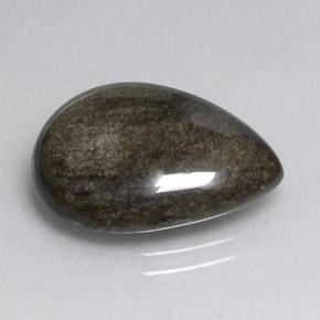 8.74克拉天然黑色黑曜石，梨形，19.1×14.7毫米，不透明