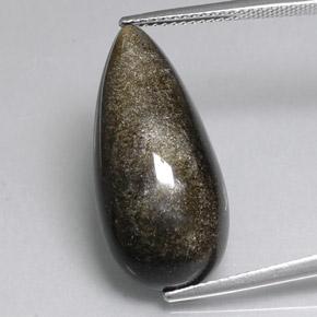 12.11克拉天然黑色黑曜石，梨形，25×11.8毫米，不透明