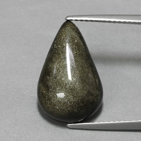 6.97克拉天然黄色黑曜石，梨形，17.4×11.1毫米，不透明
