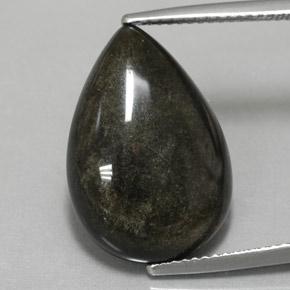 10.85克拉天然黑色黑曜石，梨形，19.8×13.7毫米，不透明
