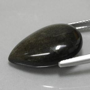 10.85克拉天然黑色黑曜石，梨形，19.8×13.7毫米，不透明