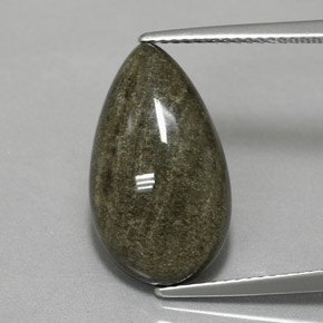 6.42克拉天然黄金色黑曜石，梨形，18.3×10.6毫米，不透明