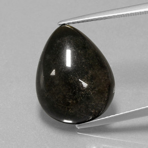 10.01克拉天然黄金色黑曜石，梨形，18×14毫米，不透明