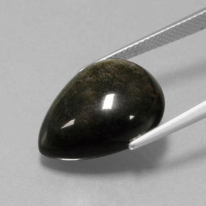 10.01克拉天然黄金色黑曜石，梨形，18×14毫米，不透明