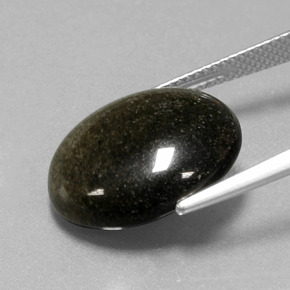 9.57克拉天然黄金色黑曜石，椭圆形切割，17.2×14.2毫米，不透明