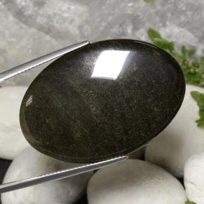 31.63克拉天然黑曜石，椭圆形切割，不透明