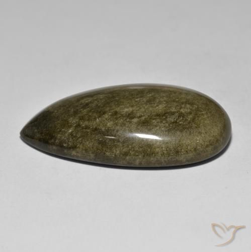53.77克拉天然金色黑曜石，梨形，39.9×23.4毫米，不透明