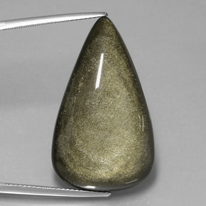 32.65克拉天然黄金色黑曜石，梨形，36×19.8毫米，不透明