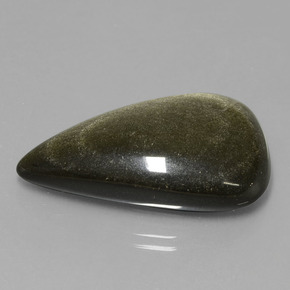 32.65克拉天然黄金色黑曜石，梨形，36×19.8毫米，不透明