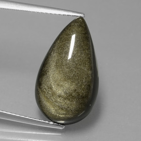 10.03克拉天然黄金色黑曜石，梨形，20.5×11.9毫米，不透明