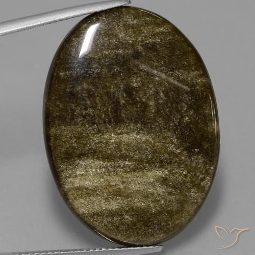 28.57ct 天然 棕黑色 黑曜石, 椭圆形, 不透明