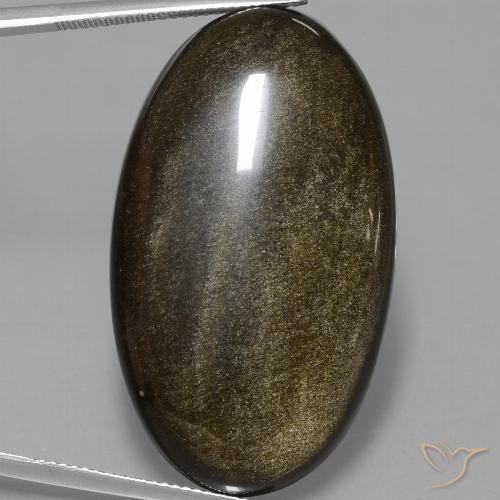 51.67ct 天然 黑色带金色光泽 黑曜石, 椭圆形, 不透明