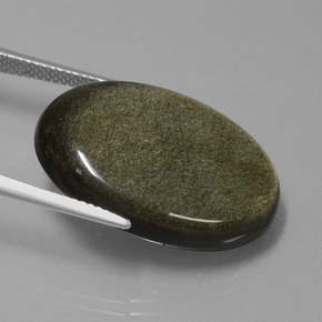 20.41克拉天然黑曜石，椭圆形切割，不透明