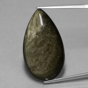 18.42克拉天然黑色黑曜石，梨形，28.4×16.3毫米，不透明
