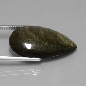 18.42克拉天然黑色黑曜石，梨形，28.4×16.3毫米，不透明