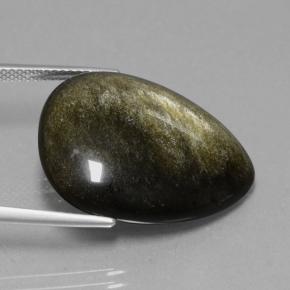 15.72克拉天然黑色黑曜石，梨形，24×19.3毫米，不透明