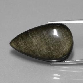 19.36克拉天然黑色黑曜石，梨形，26.8×16.3毫米，不透明