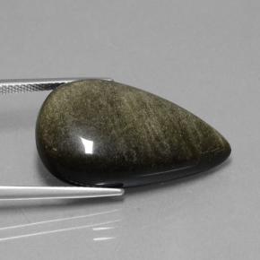 19.36克拉天然黑色黑曜石，梨形，26.8×16.3毫米，不透明