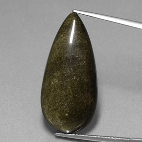 17.37克拉天然黑曜石，梨形，不透明