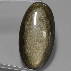 22.94克拉天然黄金色黑曜石，椭圆形切割，31.5×16.8毫米，不透明